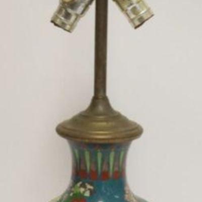 1030	CLOISONNE ENAMELED TABLE LAMP W/IMAGES OF FLOWERS ON BRANCHES, APPROXIMATELY 29 1/4 IN
