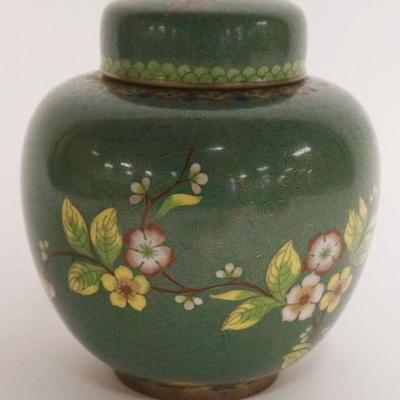 1010	CLOISONNE ENAMELED COVERED URN W/IMAGES OF FLOWERS, APPROXIMATELY 7 IN HIGH
