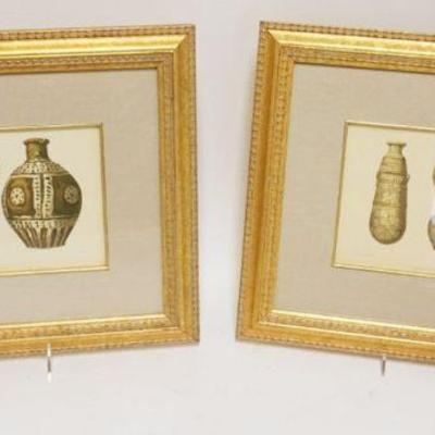 1180	PAIR OF GILT FRAMED & MATTED ENGRAVINGS OF ANCIENT GREEK POTTERY, EACH APPROXIMATELY 12 IN X 14 IN OVERALL
