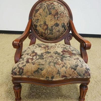 1147	FLORAL UPHOLSTERED MEDALION BACK ARMCHAIR
