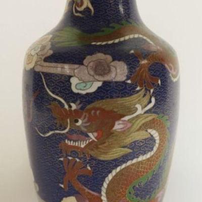 1013	CLOISONNE ENAMELED VASE W/IMAGE OF PHEASANT & SERPENT, APPROXIMATELY 12 IN HIGH
