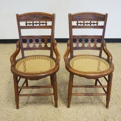1130	PAIR OF ANTIQUE WALNUT PARLOR CHAIRS, CANE SEAT
