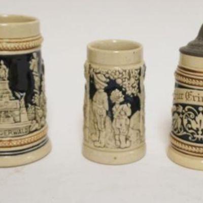 1204	GROUP OF MINIATURE GERMAN BEER STEINS/MUGS, TALLEST APPROXIMATELY 5 IN
