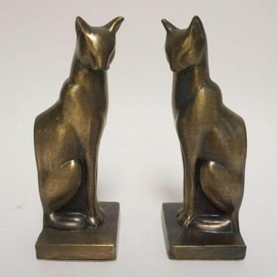 1043	PAIR OF FRANKART CAST METAL CAT BOOKENDS, APPROXIMATELY 3 IN SQUARE X 8 IN HIGH
