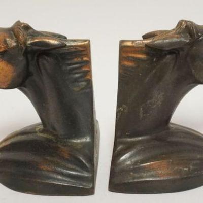 Sale Photo Thumbnail #47: 1047	PAIR OF CAST METAL HORSE HEAD BOOKENDS IN BRONZE FINISH, EACH APPROXIMATELY 5 X 4 1/2 IN X 6 IN HIGH
