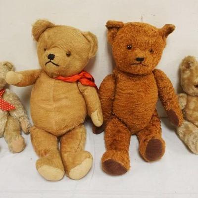 1271	VINTAGE TOY TEDDY BEARS W/JOINTED ARMS & LEGS, TALLEST APPROXIMATELY 19 IN HIGH
