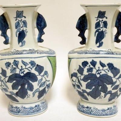 1238	CONTEMPORARY CHINESE DECORATED BLUE & WHITE VASES, APPROXIMATELY 11 1/2 IN H
