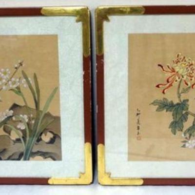 1223	PAIR OF FRAMED HAND COLORED ASIAN PRINTS, APPROXIMATELY 18 IN X 23 IN
