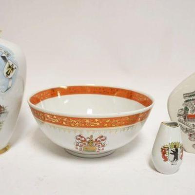 1215	GROUP OF ASSORTED VINTAGE GERMAN PORCELAIN INCLUDING SOUVINEER VASE, BOWL, ETC, LARGEST APPROXIMATELY 11 IN HIGH
