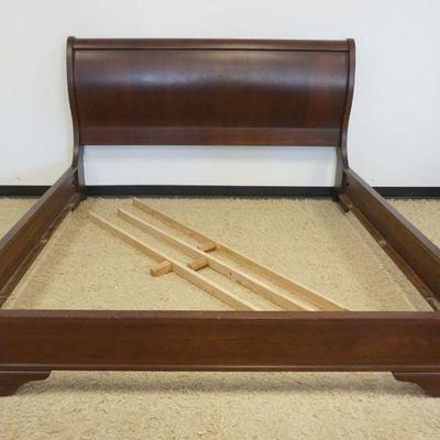 1105	NATIONAL MT AIRY CHERRY KING SIZE SLEIGH BED, APPROXIMATELY 83 IN X 95 IN X 50 IN HIGH
