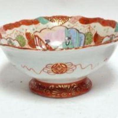 1234	3 ASIAN PORCELAIN BOWLS, LARGEST APPROXIMATELY 10 IN X 5 IN H, LARGE BOWL HAS CHIP INDERNEATH EDGE
