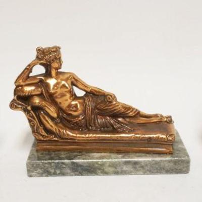 1177	GROUP OF CAST METAL NEOCLASSICAL BUSTS & RECLINING WOMAN, BUSTS STAMPED MADE IN GREECE, TALLEST APPROXIMATELY 7 IN
