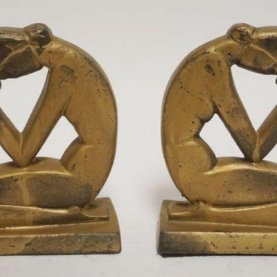 1044	PAIR OF CAST METAL ART DECO BOOKENDS, IMAGE OF WOMAN, APPROXIMATELY 6 IN X 3 IN X 6 IN HIGH
