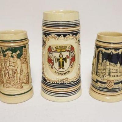 1198	GROUP OF 5 GERMAN STEIN/MUGS, TALLEST APPROXIMATELY 9 IN HIGH
