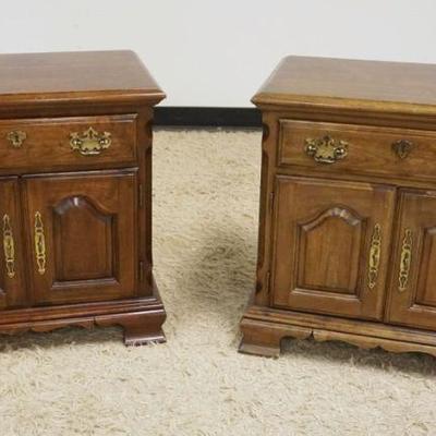 1156	PAIR OF PENNSYLVANIA HOUSE CHERRY BED SIDE STANDS/LAMP TABLES, ONE DRAWER, 2 DOOR, EACH APPROXIMATELY 24 IN X 16 IN X 25 IN HIGH
