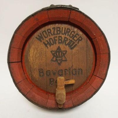 1214	WOOD BAVARIAN BEER KEG END *WURZBURGER HOFBRAU* APPROXIMATELY 15 IN X 4 IN DEEP
