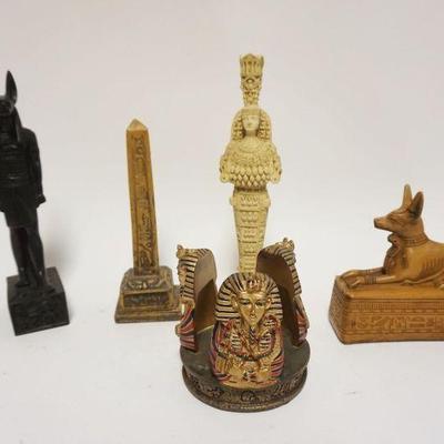 1187	GROUP OF ASSORTED EGYPTIAN STYLE DECORATIVE ITEMS, LARGEST APPROXIMATELY 12 IN HIGH
