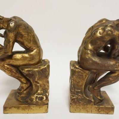 1046	PAIR OF BRONZE WRAPPED BOOKENDS RODIN *THE THINKER*, EACH APPROXIMATELY 3 1/2 IN X 4 IN X 9 IN HIGH
