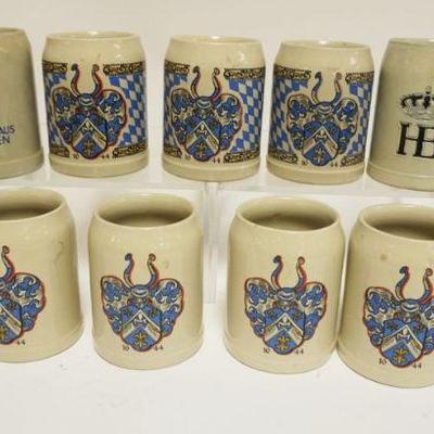 1205	GROUP OF 11 VINTAGE GERMAN STEINS/MUGS, APPROXIMATELY 5 IN HIGH
