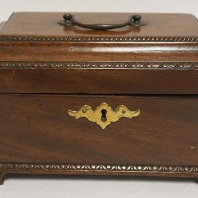 Sale Photo Thumbnail #60: 1060	ANTIQUE ENGLISH WALNUT TEA CADDY, APPROXIMATELY 9 IN X 5 IN X 5 1/2 IN
