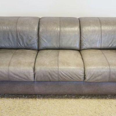 1106	GREY LEATHER SOFA, APPROXIMATELY 39 IN X 83 IN X 29 IN HIGH

