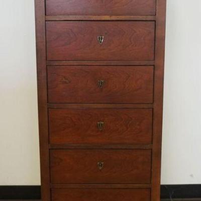 1101	NATIONAL MT AIRY CHERRY 7 DRAWER LINGERE CHEST, APPROXIMATELY 24 IN X 18 IN X 55 IN HIGH
