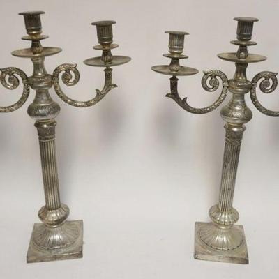 1065	PAIR OF MASSIVE ORNATE CANDELOBRAS, EACH APPROXIMATELY 24 IN HIGH
