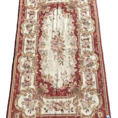 SMALL FRENCH AUBUSSON NEEDLEPOINT RUG