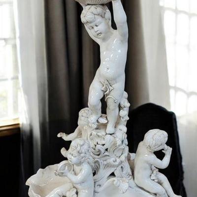 LARGE ARTE ITALICA CHERUB COMPOTE CENTERPIECE