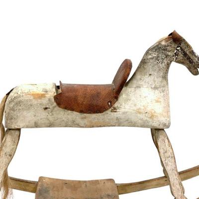 ANTIQUE 19th c AMERICAN FOLK ART ROCKING HORSE