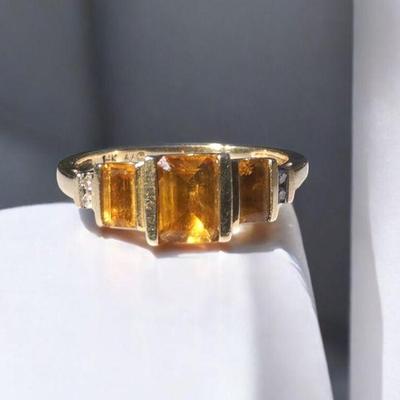 ESTATE 14K CITRINE RING SZ 7.5