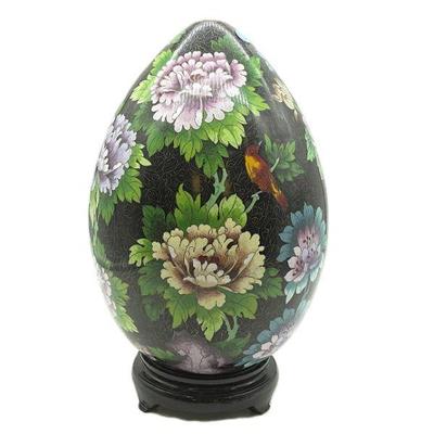 LARGE CLOISONNE EGG ON STAND