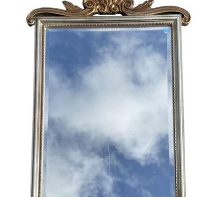 VINTAGE CAROLINA MIRROR BEVELED SHELL CRESTED MIRROR