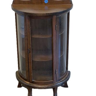ANTIQUE SALESMAN SAMPLE CURVED GLASS CABINET