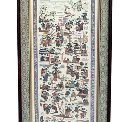 CHINESE SILK EMBROIDERY 100 CHILDREN AT PLAY