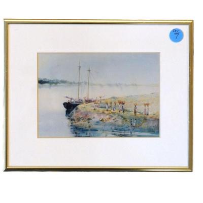ALICE RAVENEL HUGER SMITH FRAMED WATERCOLOR PRINT