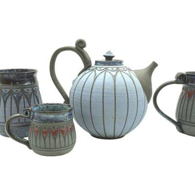 LARRY ALLEN POTTERY TEA SET - 4 PIECES