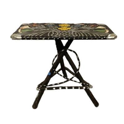 FOLK ART PAINTED ADIRONDACK TABLE