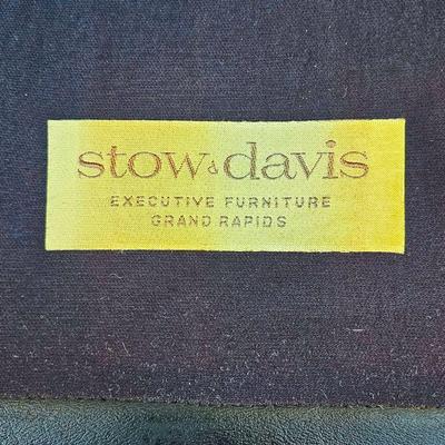 Pair of Mid Century Modern "Stowe & Davis" black leather & chrome swivel chairs. 