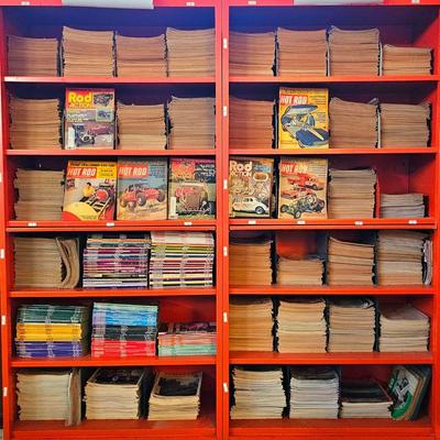 Over 1,000 vintage 1950's, 60's, 70's & 80's Hot Rod, Rod Action, Motor Trend & other car magazines.