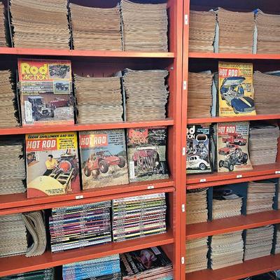 Over 1,000 vintage 1950's, 60's, 70's & 80's Hot Rod, Rod Action, Motor Trend & other car magazines.