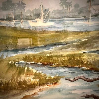 R. Parrish framed watercolor