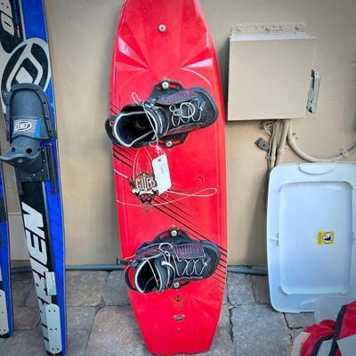Water skis, knee board, wakeboard