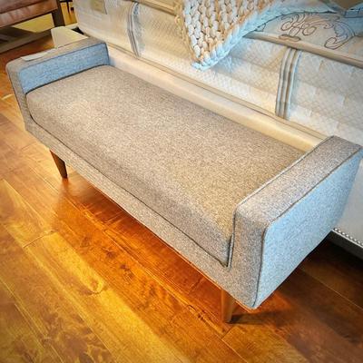 MCM-style modern farmhouse gray storage bench