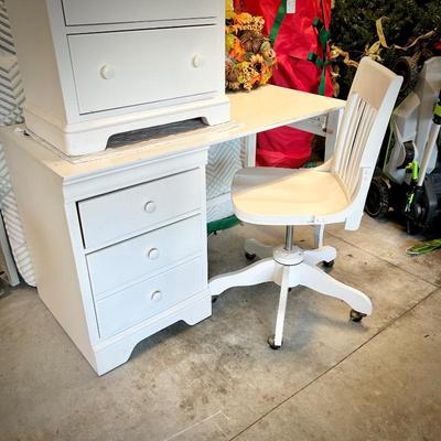 White desk, office, and nightstand