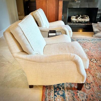 Pair of Wesley Hall (Hickory, NC) off-white occasional chairs