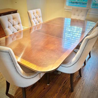 Mahogany dining table with two leaves (1 shown) 