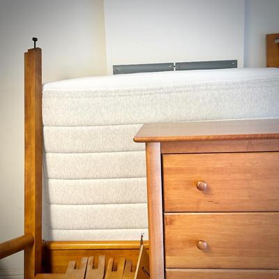 Wood bedroom suite - dresser, nightstand, and full bed