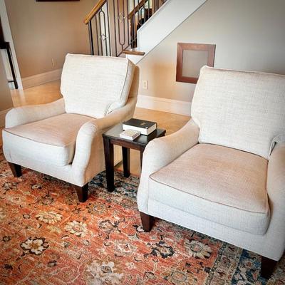 Pair of Wesley Hall (Hickory, NC) off-white occasional chairs