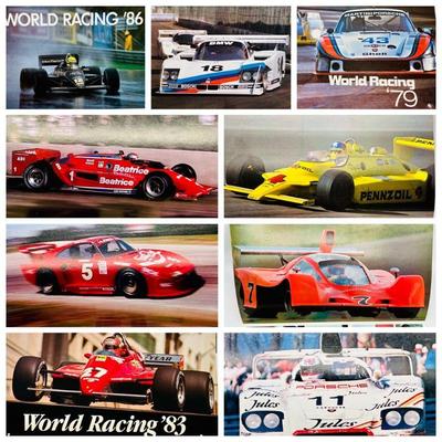 (9) Vintage World Racing 17” Photo Calendars 1979-1987

